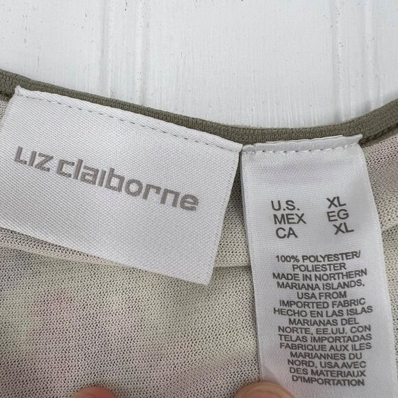 Liz Claiborne Floral Print Long Sleeve Top XL Polyester Vintage 90s Y2k Style - Picture 3 of 7